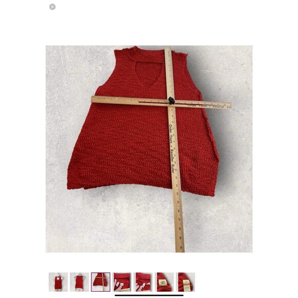 Anthropologie Moth Vera Red Knit Sweater Tank Medium Cutout Sleeveless Top - Picture 7 of 8
